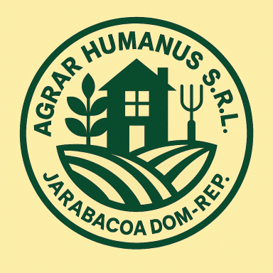 AgrarHumanus S.R.L. Logo von Agrar Humanus S.R.L. mit Haus, Pflanze und landwirtschaftlichen Elementen.